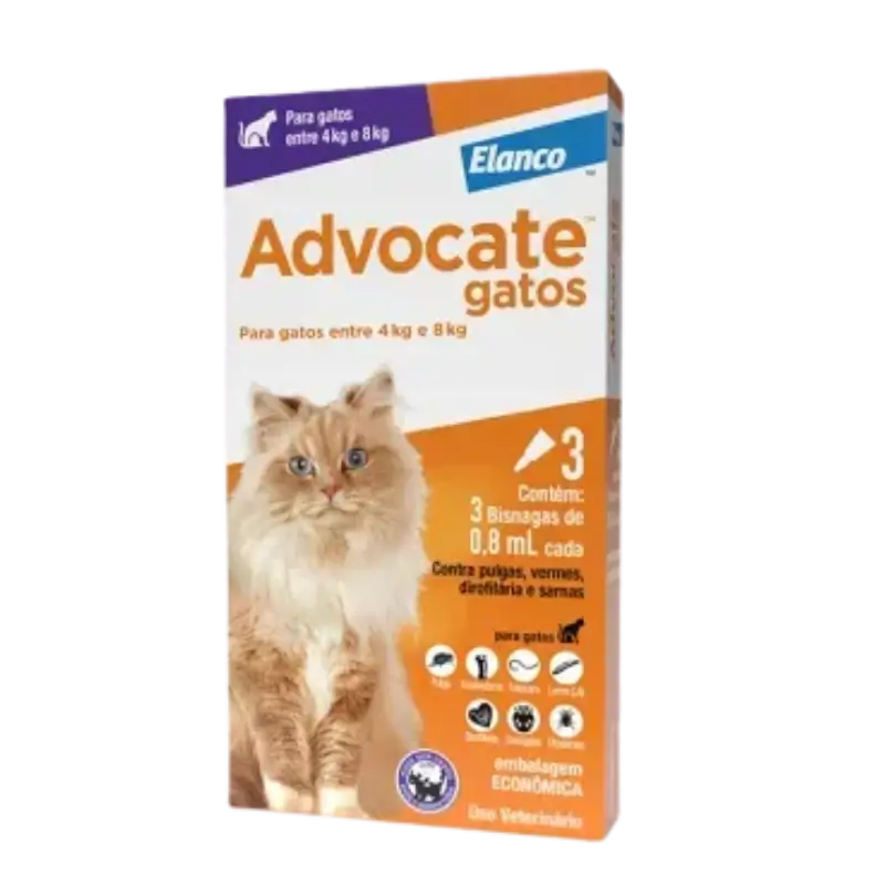 Antipulgas Advocate Gatos entre 4 e 8kg 3 pipetas