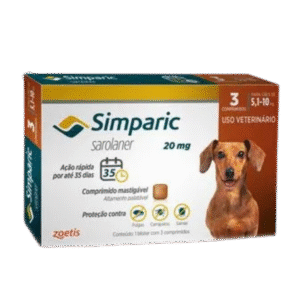 Antipulgas Simparic 5 a 10kg Cães 20mg 3 comprimidos