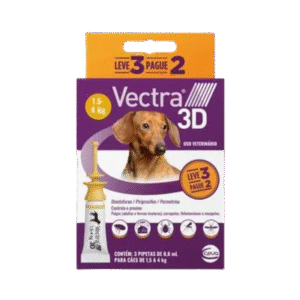 Antipulgas Vectra 3D Cães 1,5 a 4 kg Ceva 0,8 ml Leve 3 Pague 2 3 pipetas