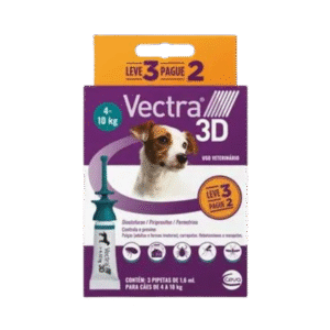 Antipulgas Vectra 3D Cães 4 a 10 kg Ceva 1,6 ml Leve 3 Pague 2 3 pipetas