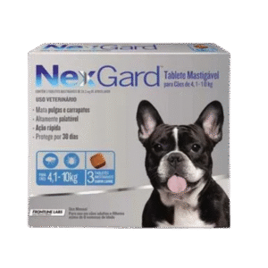 NexGard Antipulgas e Carrapatos de 4,1 a 10kg para Cães 3 tabletes