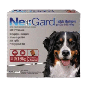 NexGard Antipulgas e Carrapatos para Cães de 25,1 a 50 kg 3 tabletes