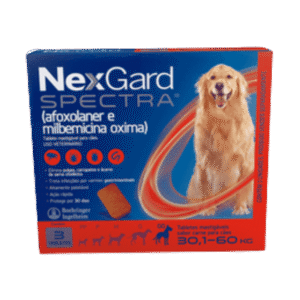 NexGard Spectra Antipulgas e Vermífugo Cães 30,1kg a 60kg 3 tabletes