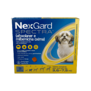 NexGard Spectra Antipulgas e Vermífugo Cães 3,6kg a 7,5kg 3 tabletes