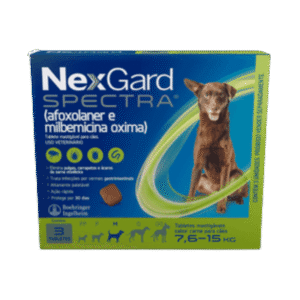 NexGard Spectra Antipulgas e Vermífugo Cães 7,6kg a 15kg 3 tabletes