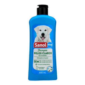 Shampoo Pelos Claros Cães e Gatos Sanol 500ml